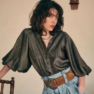 NWT RARE Sezane Lilwen Holiday Metallic Blouse 38